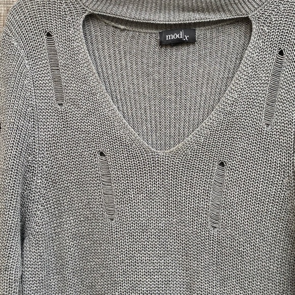 Modx knitted long sleeve distressed sweater dress - Picture 6 of 16